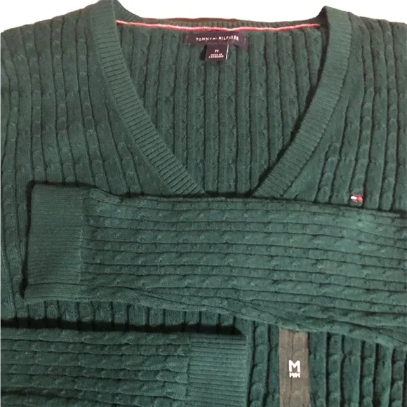 Not for sale. Tommy Hilfiger solid V-Neck green women sweater. - Picture 4 of 4